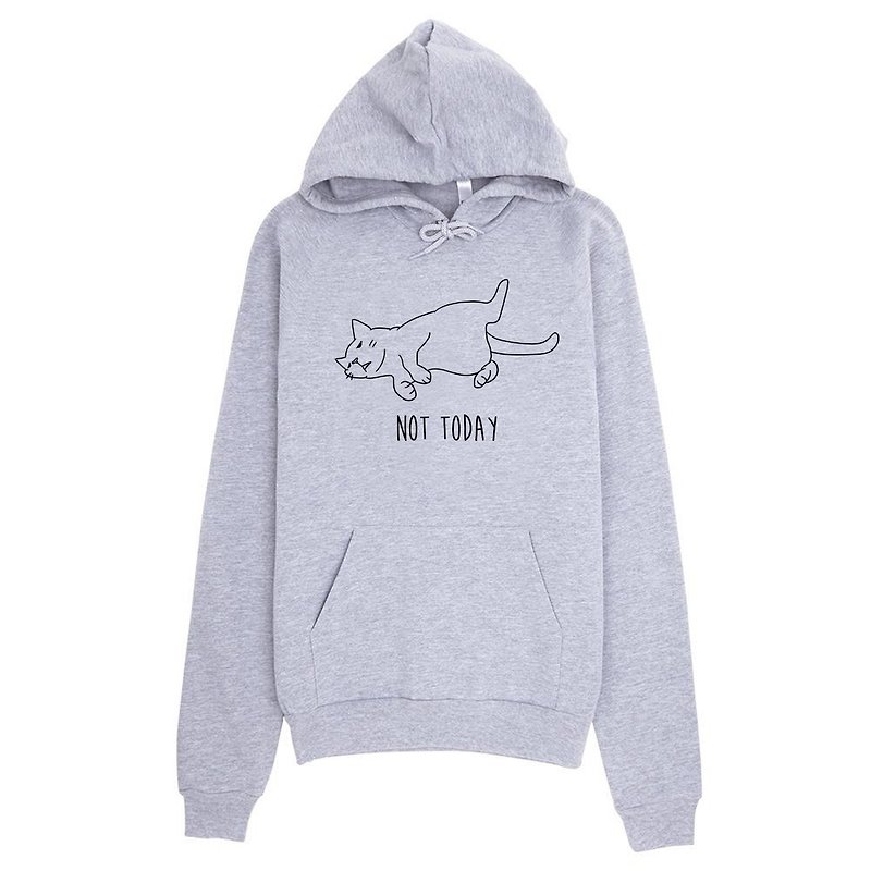 Not Today Cat #2  GRAY hoody sweatshirt - Unisex Hoodies & T-Shirts - Other Materials Gray