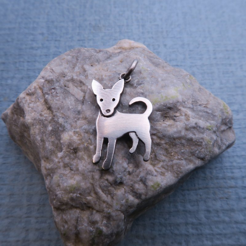 Mini Dog Sterling Silver Necklace - Pear Ear Mix - สร้อยคอ - เงินแท้ สีเงิน