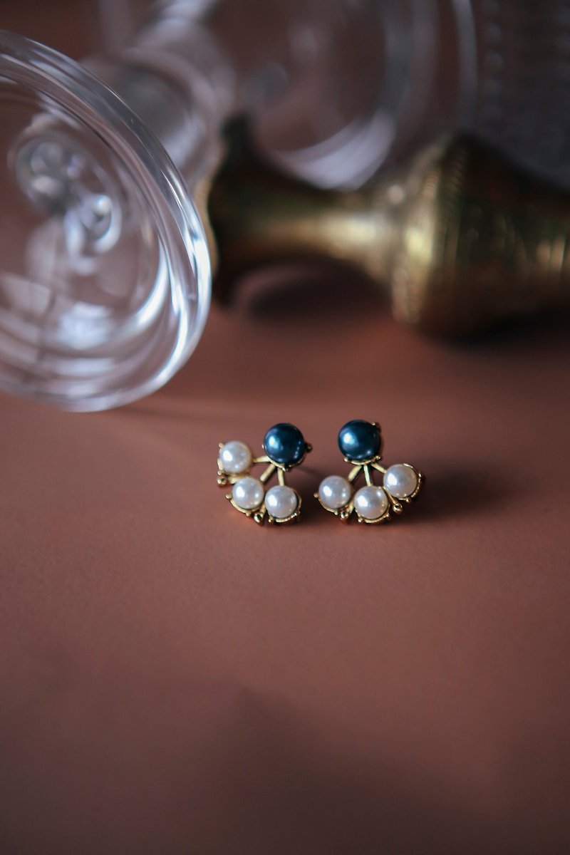 COR-DATE / Cherry Swaying Earrings / Blue Pearl - Earrings & Clip-ons - Other Materials 