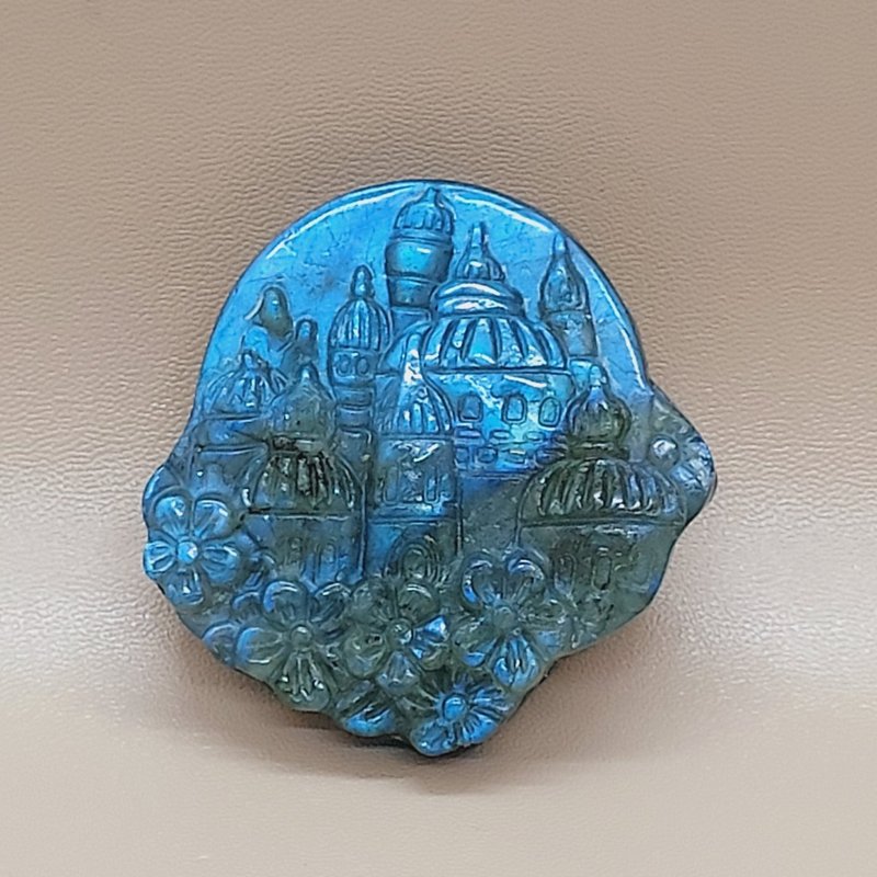 藍光拉長石雕刻城堡擺件 - 人手雕刻 - 擺飾/家飾品 - 半寶石 