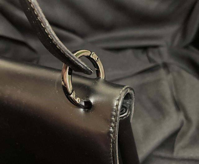 Salvatore Ferragamo black matte leather with Italian antique bag