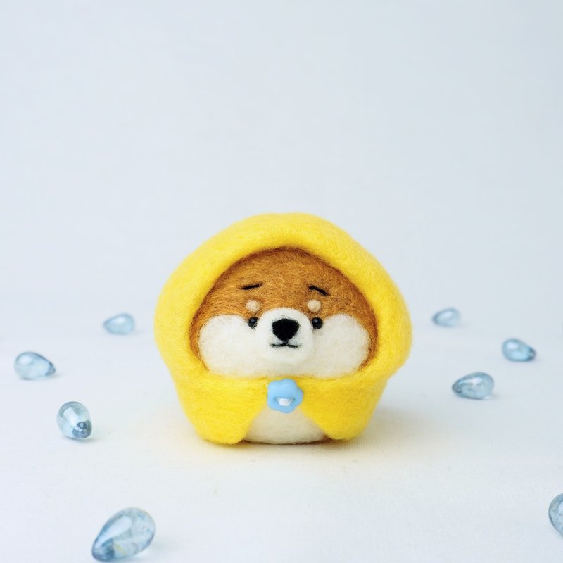 レインコートを着たまゆ柴犬(赤柴・黒柴・白柴)  羊毛フェルト - 擺飾/家飾品 - 其他人造纖維 黃色