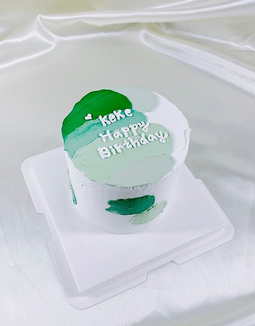 GJ.cake 綠色色塊 生日蛋糕 客製化 造型 卡通 手繪 滿周歲 4 6 8吋 宅配
