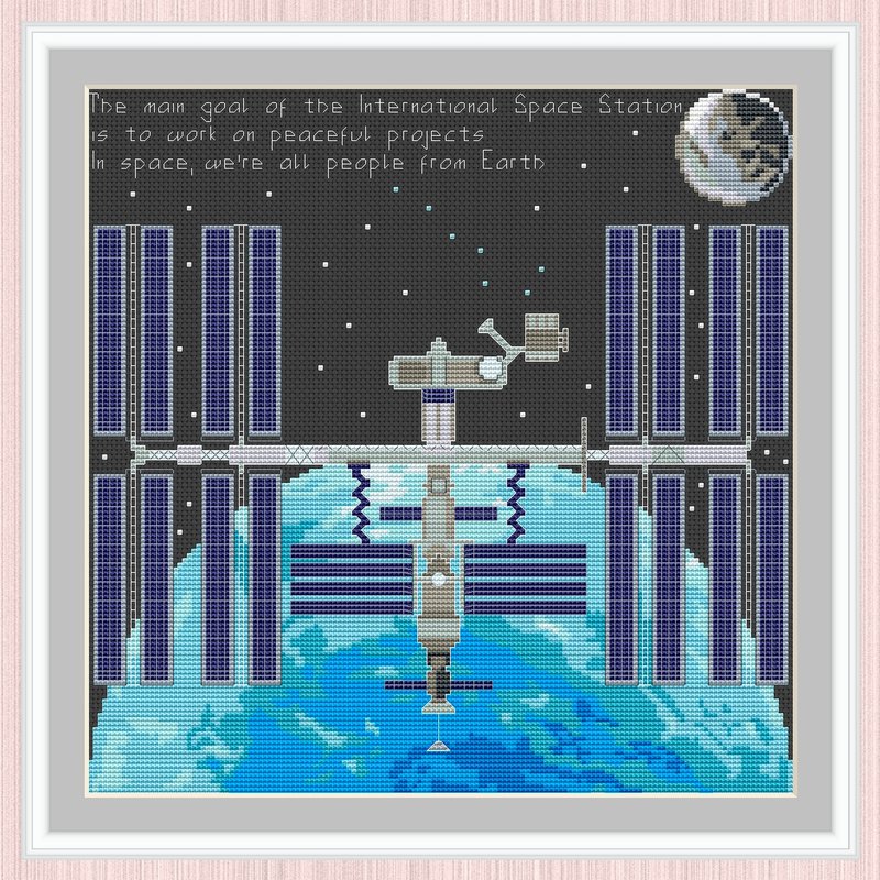 ISS Cross Stitch Pattern | International Space Station | Space Station | Orbiter - 手工藝教學/工具書 - 其他材質 