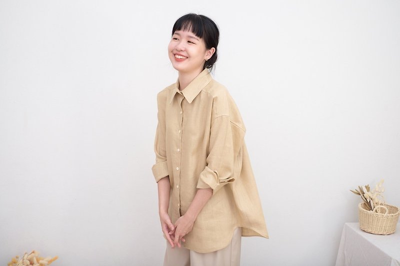 Brown MIKA Linen Shirt - Women's Shirts - Linen Brown