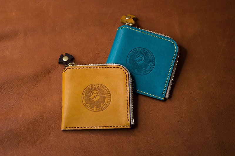 Manta Coin Zip Coin Wallet - กระเป๋าใส่เหรียญ - หนังแท้ สีเหลือง
