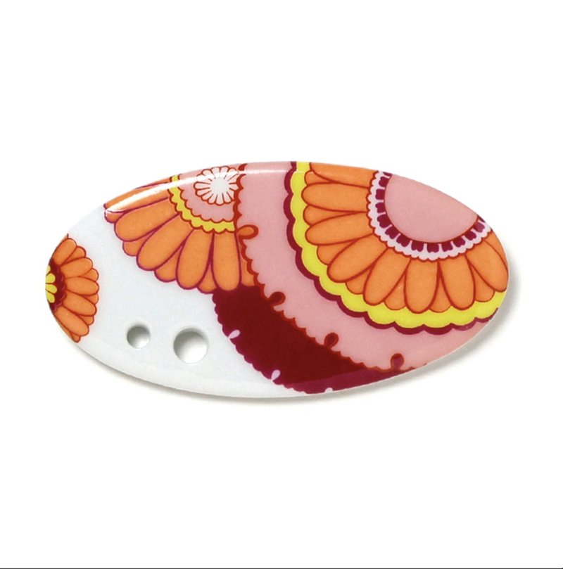 松榮堂新款橢月形香立 雪輪菊-紅  日本製瓷器 - 香氛/精油/擴香 - 瓷 