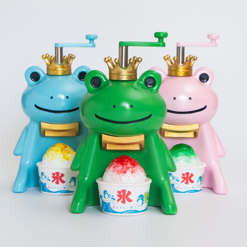 A cute, retro, miniature frog-shaped shaved shaved ice machine - Items for Display - Plastic Green