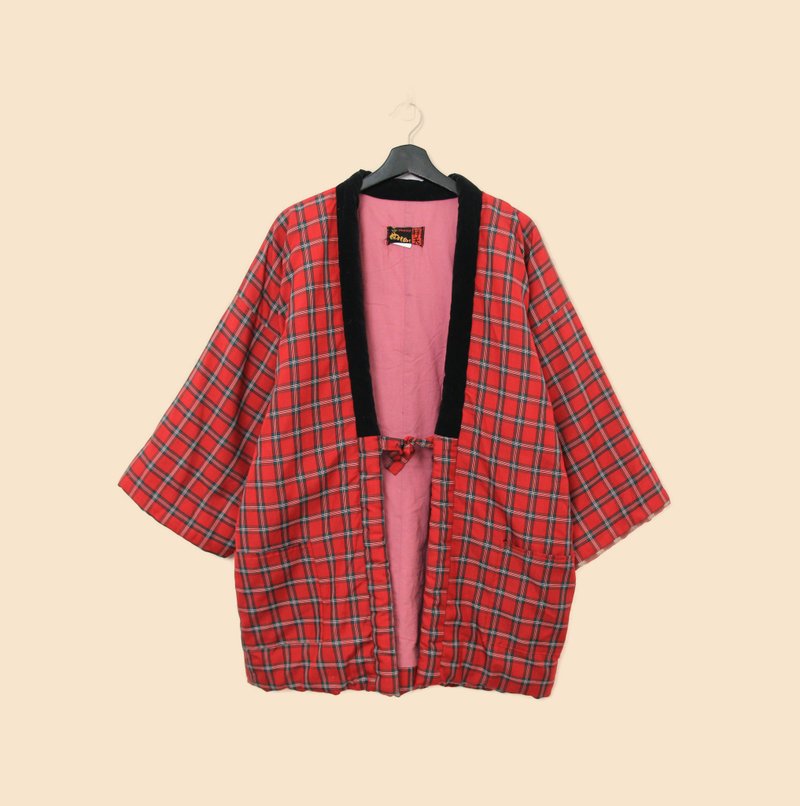 Back to Green-日本帶回袢天-06內裏粉 經典紅格紋 /vintage - 睡衣/居家服 - 棉．麻 