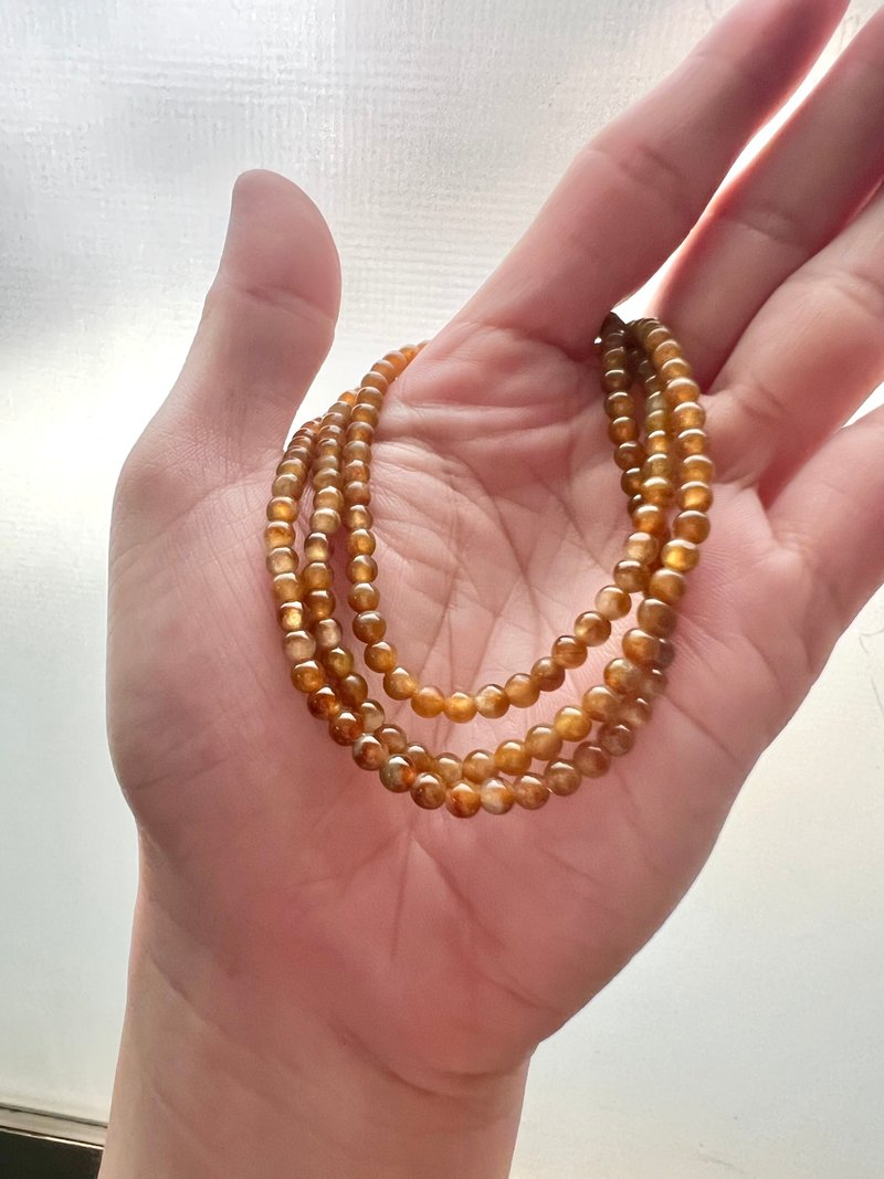 Natural A grade yellow jadeite high ice millet bead chain multi-circle bracelet necklace/good water color/collection grade - สร้อยข้อมือ - หยก สีส้ม