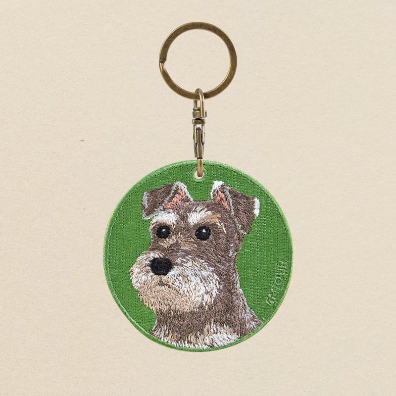 EMJOUR Reversible Embroidery Charm - Schnauzer | Real Embroidery - Charms - Thread Green