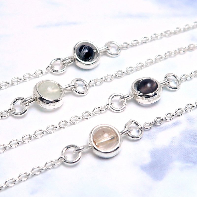 Quiet Heart / Crystal Obsidian Grape Stone / 925 Silver Natural Stone Bracelet Small - สร้อยข้อมือ - เงินแท้ หลากหลายสี
