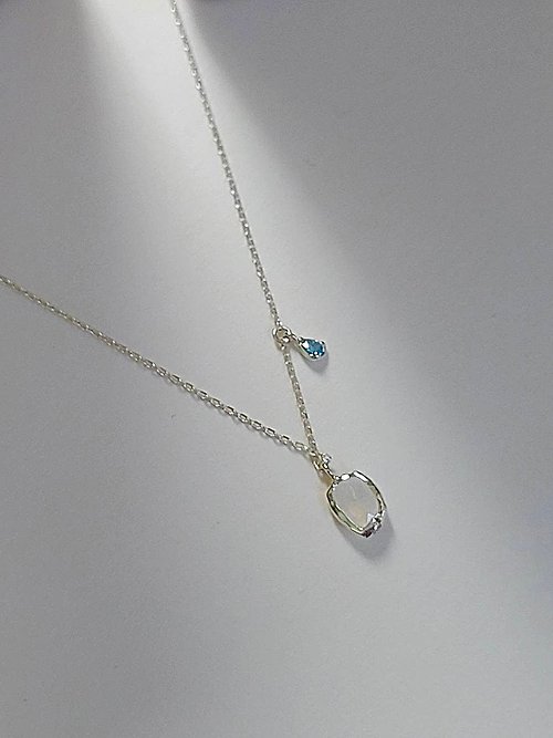 A.pearl 水晶純銀輕珠寶 藍海月光石水晶項鍊