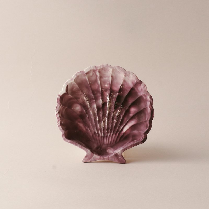 Jesmonite英國礦石樹脂/飾品盤 - 金箔藝術貝殼盤 - 擺飾/家飾品 - 環保材質 紫色