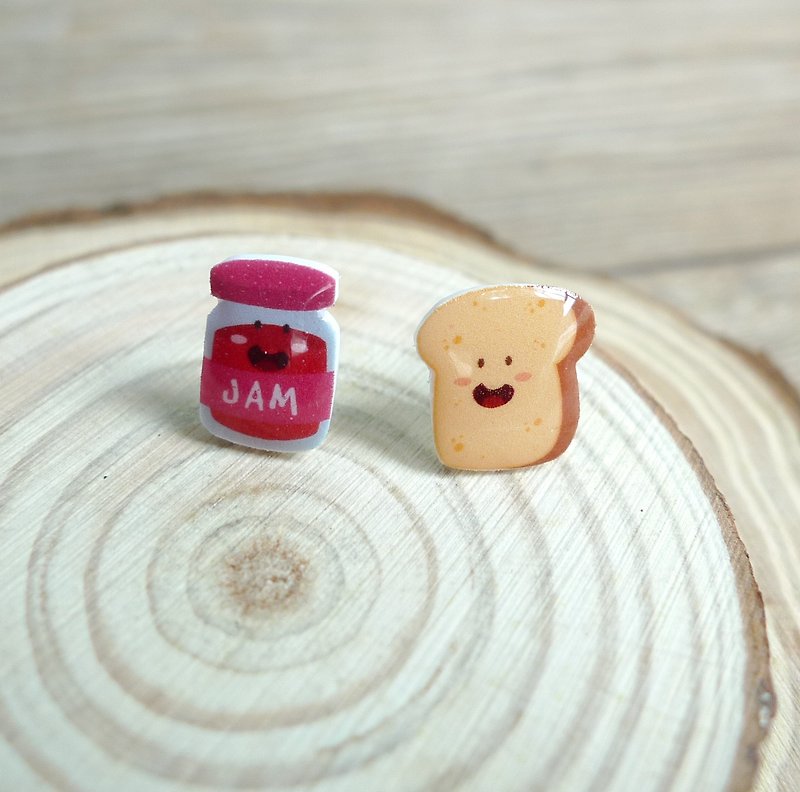 Misssheep - Breakfast Friend's Bread Jam Handmade Earrings (Auricular / Transparent Ear Clips) (pair) - Earrings & Clip-ons - Plastic 