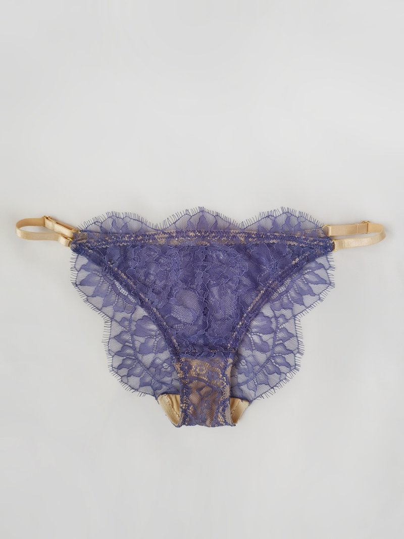 Purple blue lace sexy lingerie - Brazilian panties - Sheer lace underwear - 女內衣褲 - 聚酯纖維 紫色