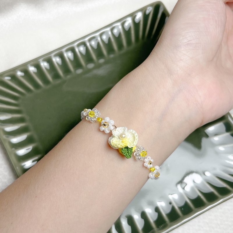 [Original Handmade] Micro Hook Flower Bracelet Spring Bubble Crochet Micro Hook - Bracelets - Cotton & Hemp 