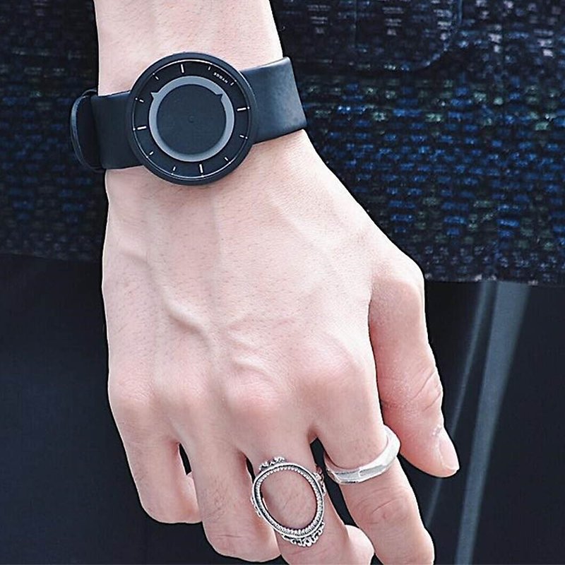 Japan HYGGE bold color sports watch stainless steel black black PU strap Made in Japan - Women's Watches - Other Metals 