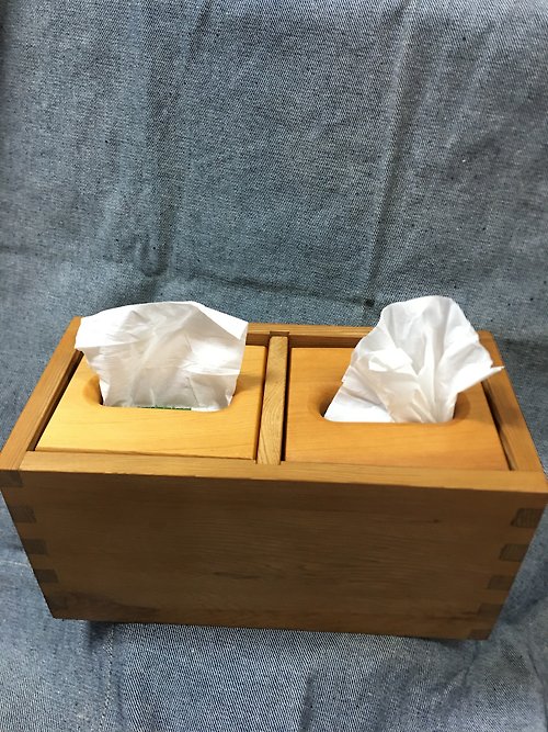 吉林木 面紙盒台灣檜木雙抽小包收納盒