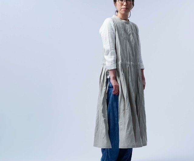 wafu リネンノースリーブワンピース＊ナチュラルカラー＊未使用品 wafu リネンノースリーブワンピース＊ナチュラルカラー＊未使用