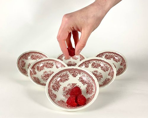 HappyDuckVintage 維勒魯瓦和博赫紅法桑小碗|復古體外瓷碗|