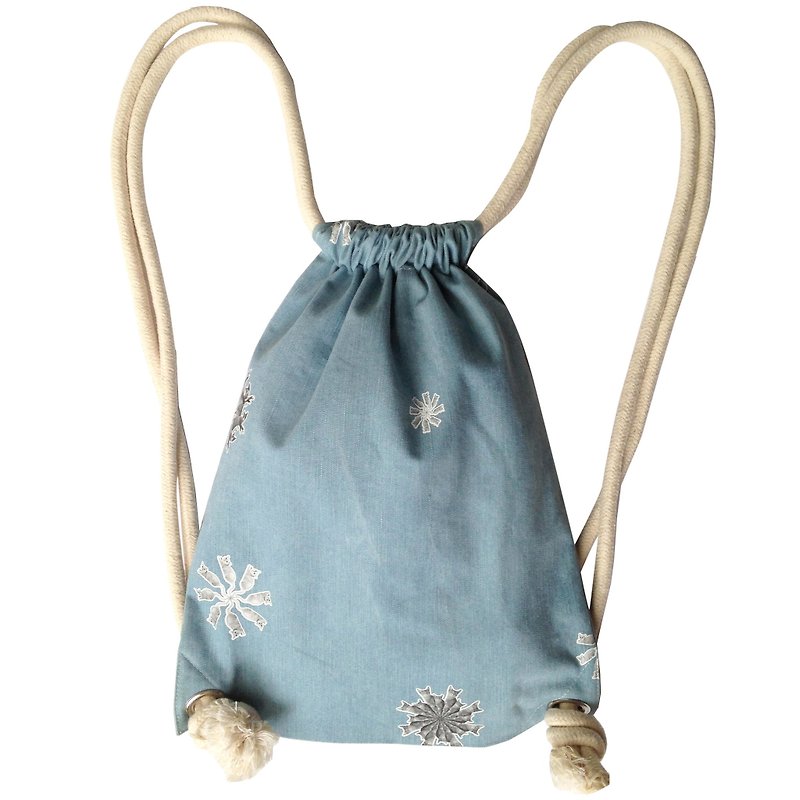 Catwheels Gym Bag - กระเป๋าหูรูด - ผ้าฝ้าย/ผ้าลินิน สีน้ำเงิน