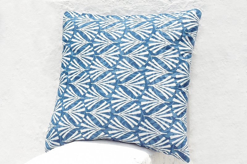 Limited blue cotton pillowcase / cotton pillowcase / printed pillowcase / indigo blue dye pillowcase - ginkgo blue stained forest - Pillows & Cushions - Cotton & Hemp Blue