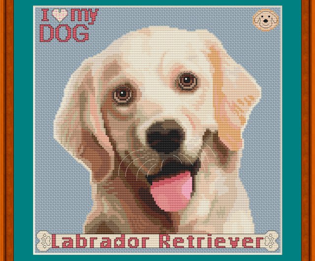 デジタル】ラブラドール クロス ステッチ パターン |犬クロスステッチ