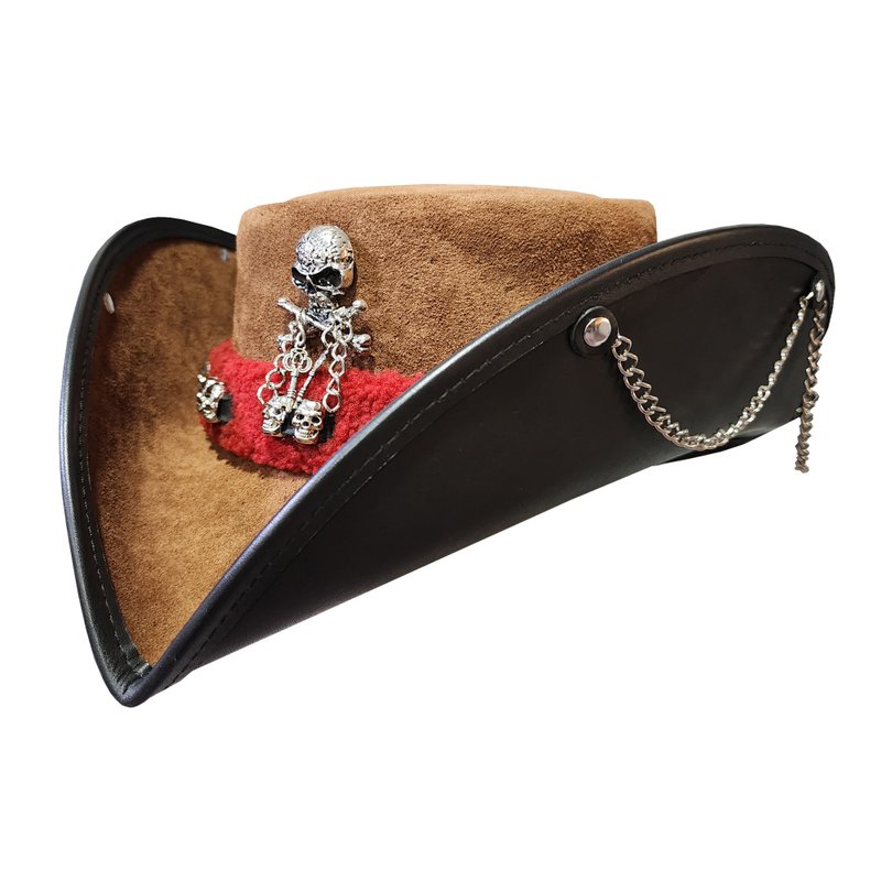 Gothic Fantasy Steampunk Suede Leather Hat - 帽子 - 真皮 咖啡色