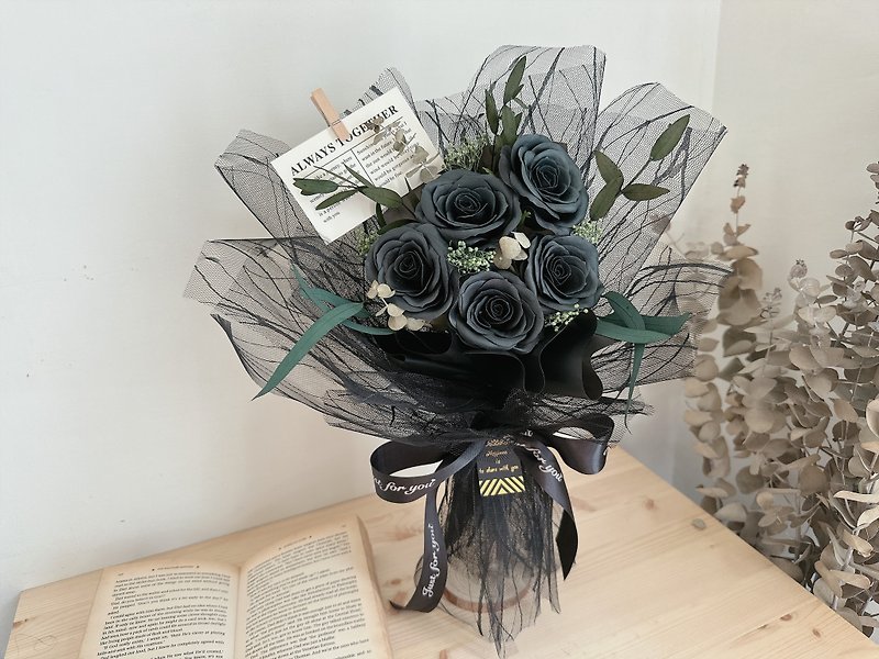 Black rose bridal bouquet soap flower rose bouquet dry flower dry bouquet birthday gift - Dried Flowers & Bouquets - Plants & Flowers Black