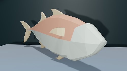 PaperCraft Fish in lowpoly style, 3d model, paper object.