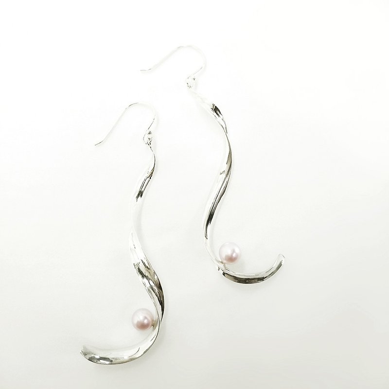 Curve Series Midnight Elf (Pearl Version) Ear Hooks/Earrings - Earrings & Clip-ons - Sterling Silver 