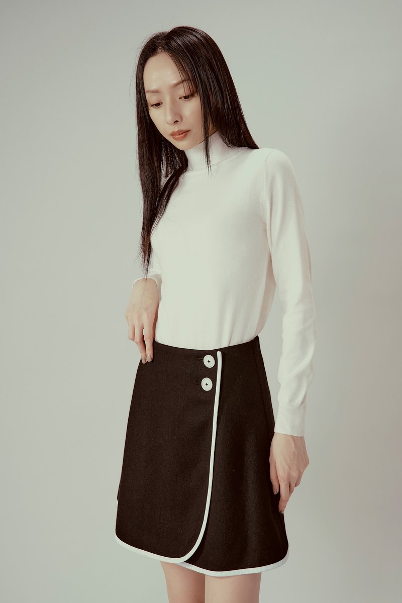 Black wool A-line skirt - Skirts - Wool White