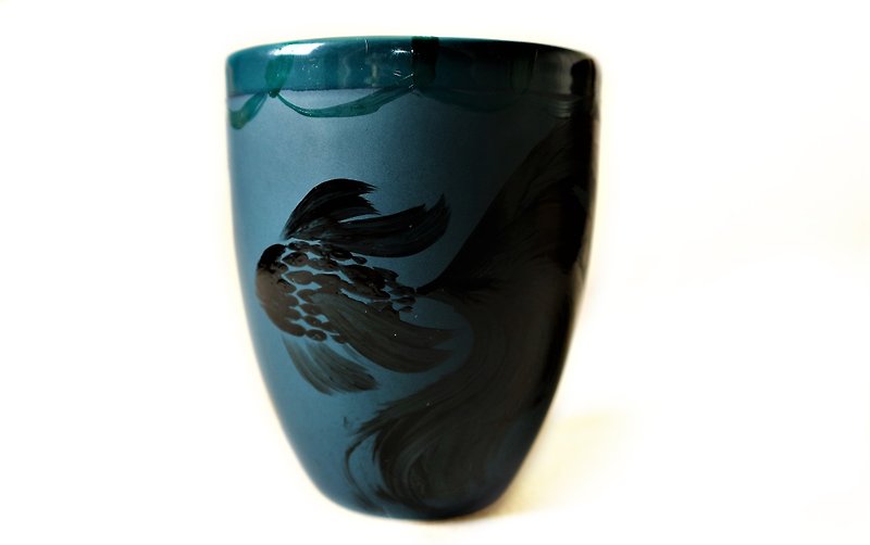 (Valentine's Day gift sale in) Pisces handmade roasted cup (limit one) - แก้วมัค/แก้วกาแฟ - ดินเผา สีน้ำเงิน