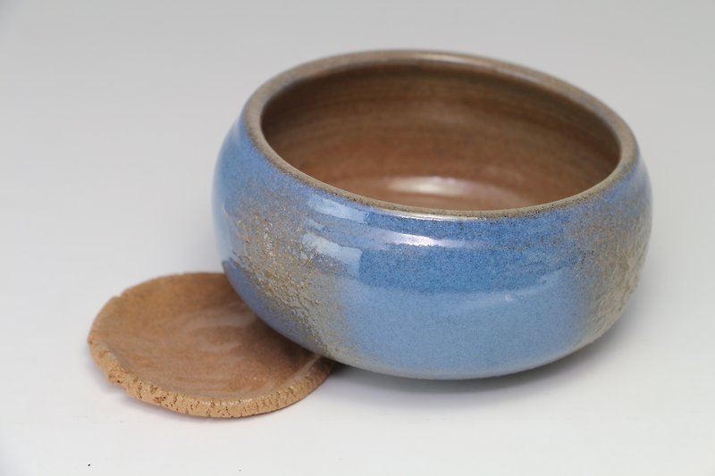 Earth pottery cup (small earthenware plates containing coasters)--handmade--hand made--casting--Glazed - Clay - Teapots & Teacups - Pottery Blue