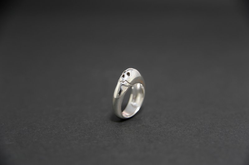 925銀 骷髏頭 圓形 戒指 - 戒指 - 其他金屬 銀色