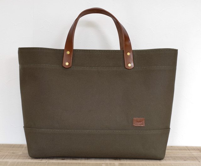 日本未入荷☆leather edge canvas bag (large)/hetherment ZEHA Tote Bag Premium Himeji Leather Unisex Made in Japan