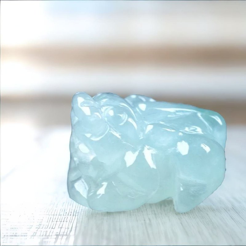 【招財神獸】冰種翡翠貔貅戒面 | 天然緬甸玉翡翠A貨 | 送禮 - 金工/飾品 - 玉石 透明