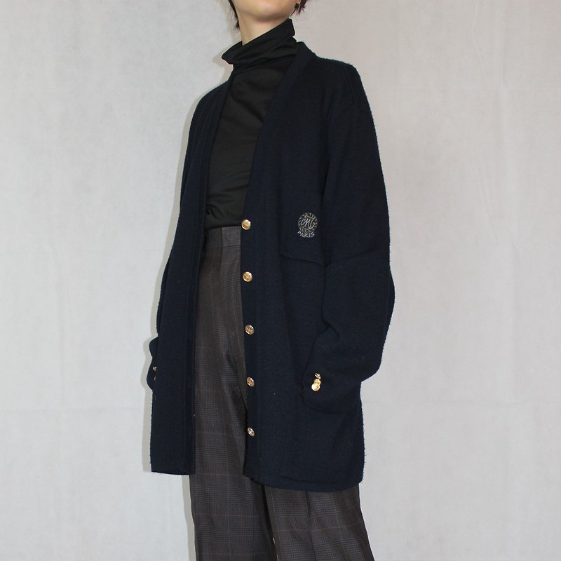 Vintage 古著 / 海軍藍學院風罩衫 - 女大衣/外套 - 羊毛 