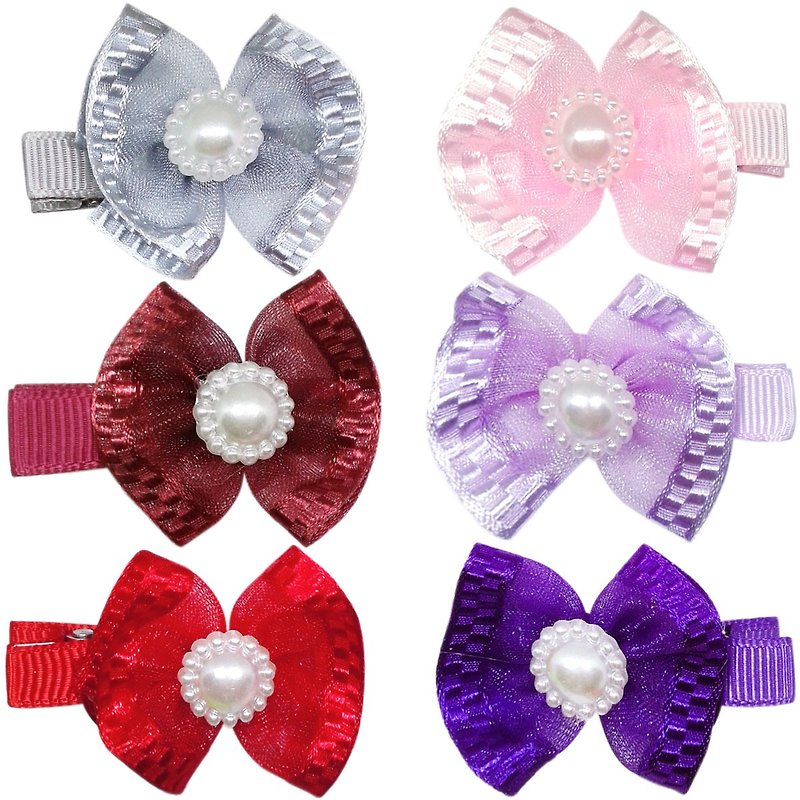 Pearl organza small bow hairpin six into the group all-inclusive cloth handmade hair accessories Lace Flower - Hair Accessories - Polyester Multicolor