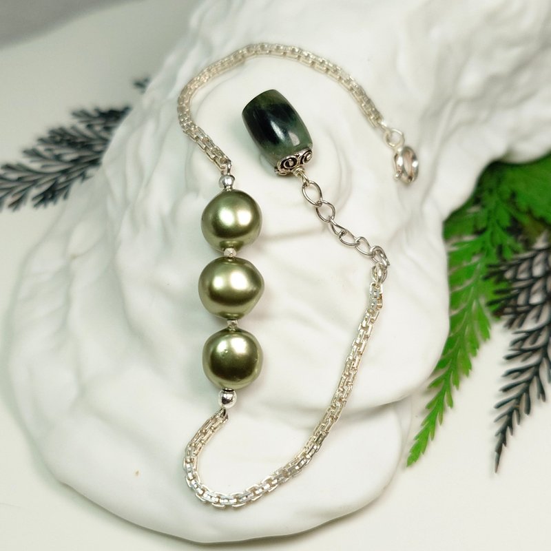 Bracelet Green Pearl Green Tourmaline 925 Silver Gemstone Jewelry - สร้อยข้อมือ - ไข่มุก สีเขียว