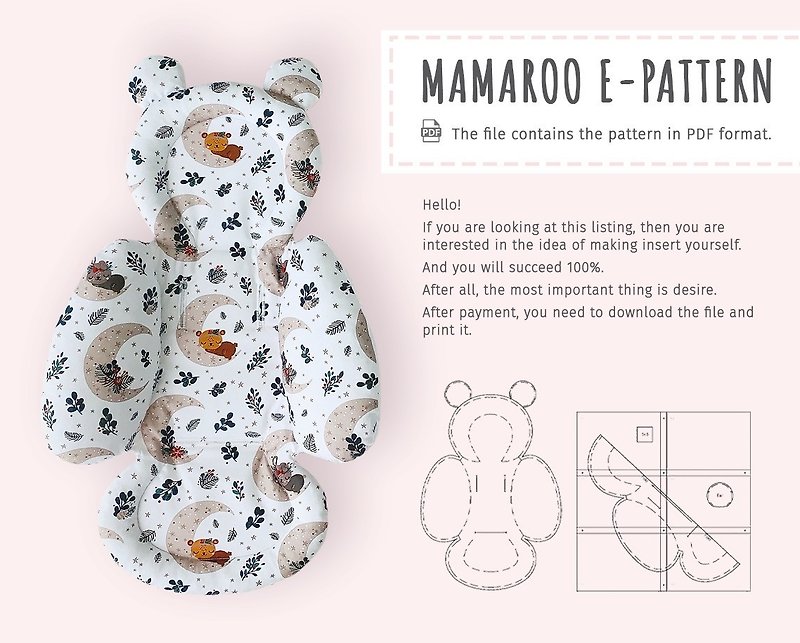 MamaRoo insert liner pattern PDF 4moms mamaroo newborn insert Rockroo infant cot - 手工藝教學/工具書 - 其他材質 