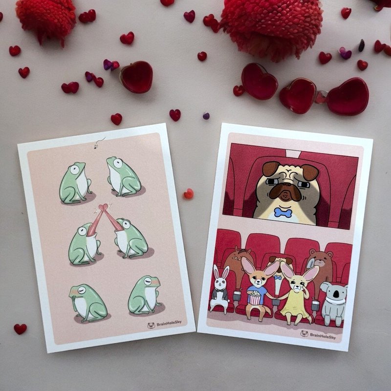 Animals postcards especially in Valentine's day - Cards & Postcards - Paper 