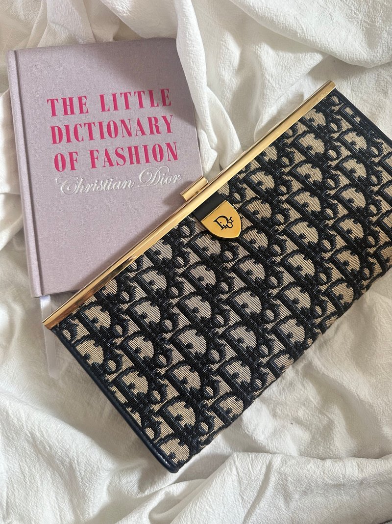 中古包 Christian Dior 海軍藍老花手拿包腋下包 - 側背包/斜孭袋 - 真皮 