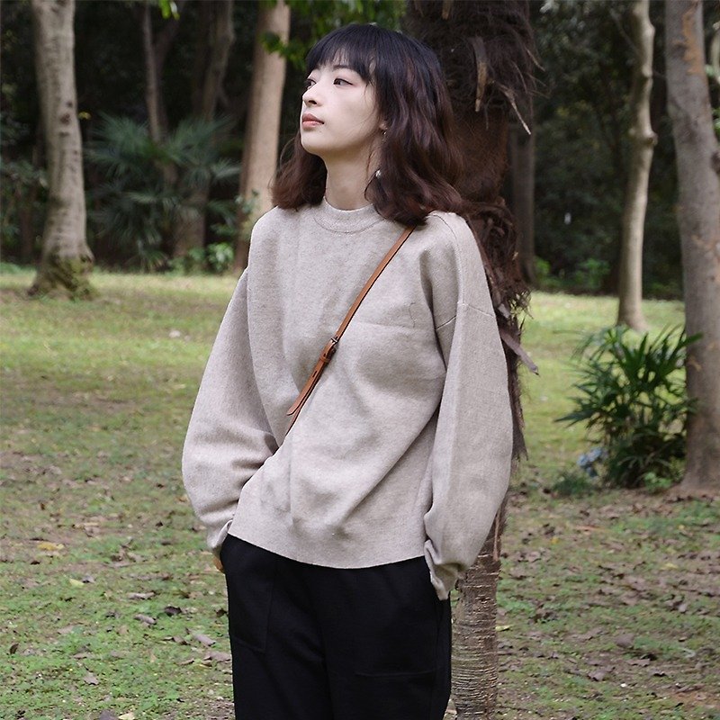 Semi-high-necked sweater | sweater | cotton + polyester fiber | independent brand | Sora-67 - Women's Sweaters - Polyester 