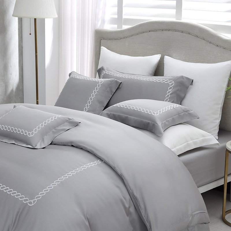 Hongyu 300 Woven Tencel Cotton Thin Quilt Cover/Dual-Purpose Quilt Cover Blue Gray - เครื่องนอน - วัสดุอื่นๆ สีเทา