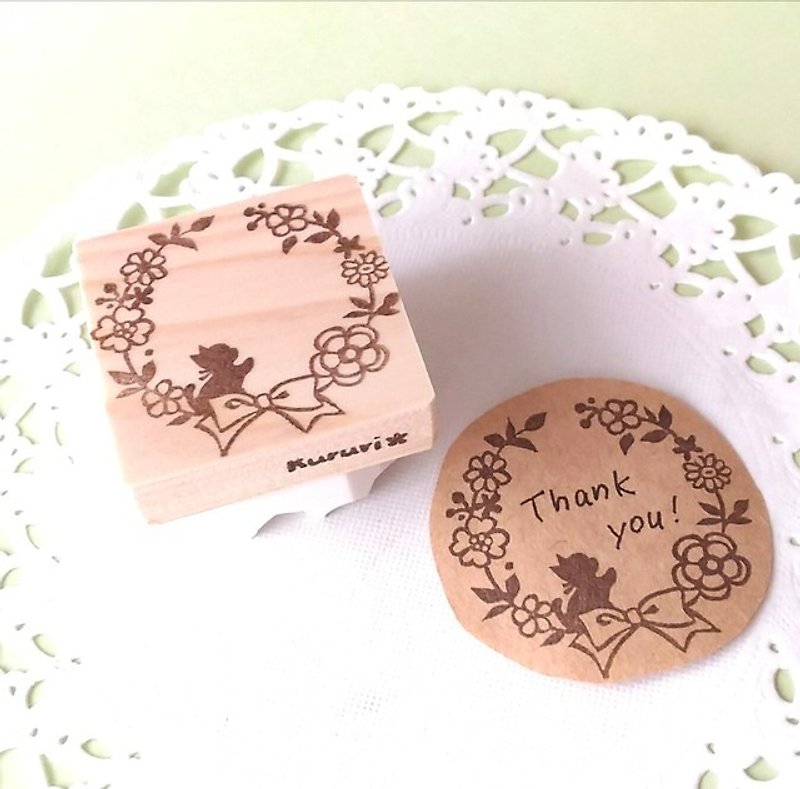 Flower wreath and cat stamp - Stamps & Stamp Pads - Rubber Transparent