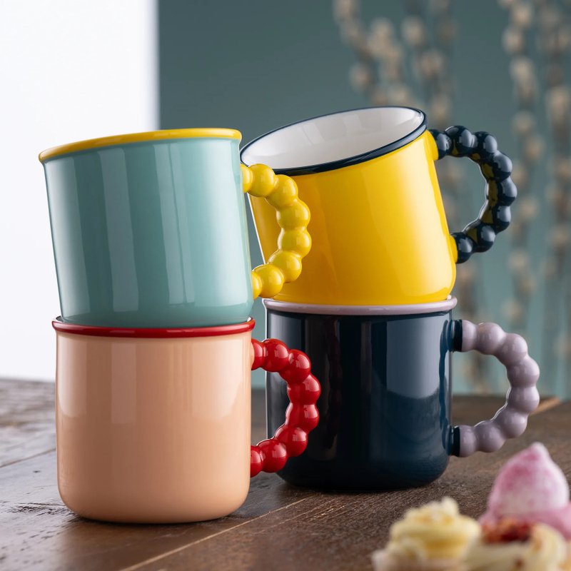 愛爾蘭Belleek Living  陶瓷泡泡馬克杯4入組 限量2組 - 咖啡杯/馬克杯 - 瓷 紅色