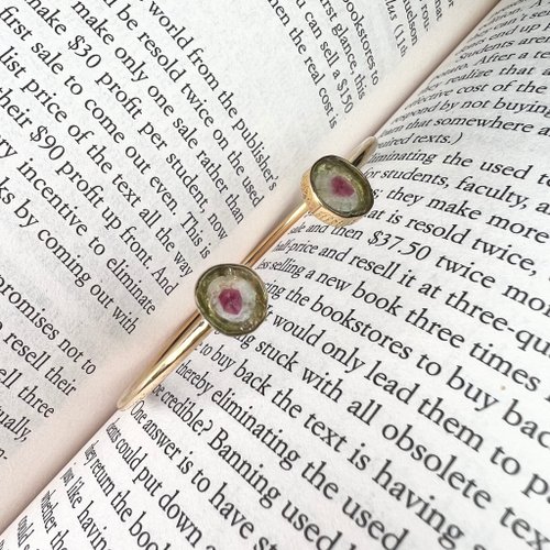Splitting Colours Jewellery The Slice - 天然西瓜雙色碧璽 (3.45ct) 18k黃金手鐲