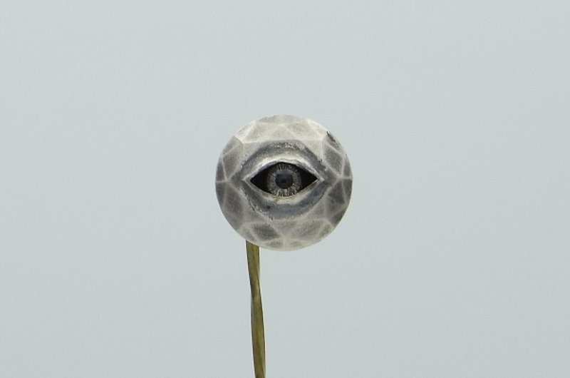 stare stone Pierce_2 (s_m-O.47) 銀 玻 眼 睛 目 穿孔耳环 寶石 sterling silver glass eye - 耳環/耳夾/耳骨夾 - 純銀 銀色